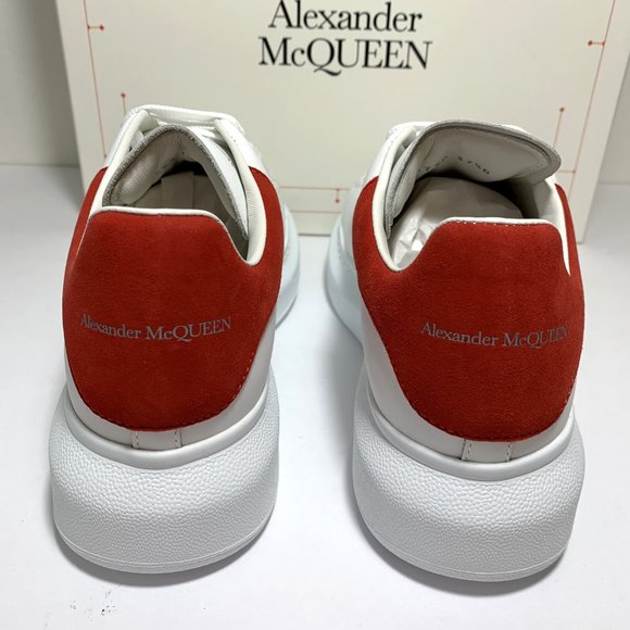 Alexander McQueen Oversized Sneakers Lace Up White Lust Red Size 37.5 US 7.5 - Picture 5 of 12
